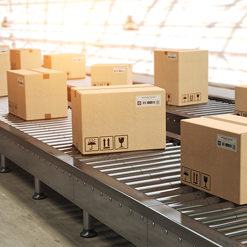 boxes on conveyor belt